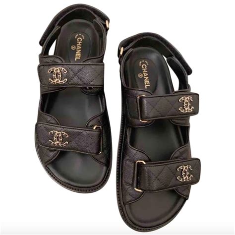 chanel replica sandals|Chanel quilted dad sandals.